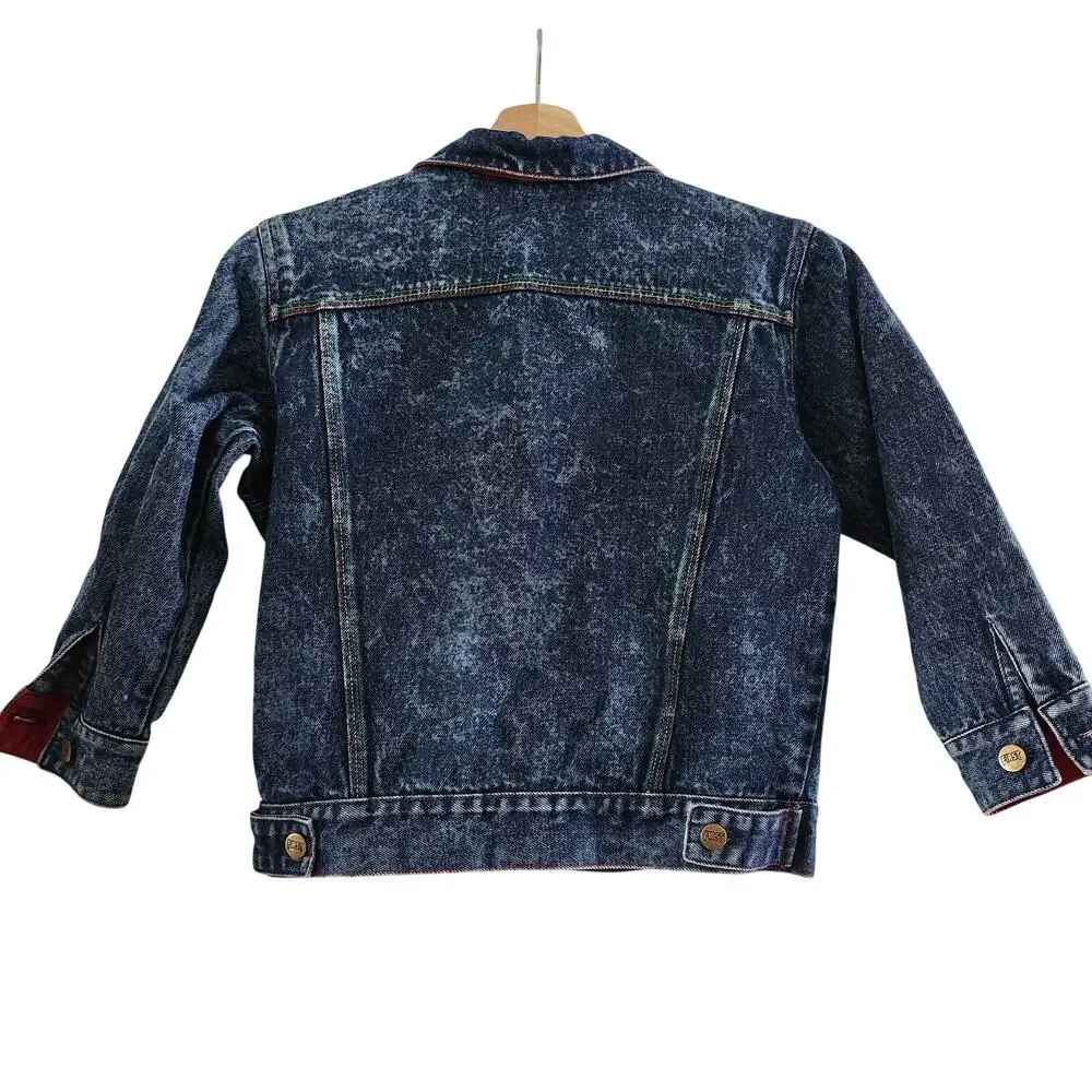 First Girls Heavy Denim Jacket with Colorful Stitching Size Medium